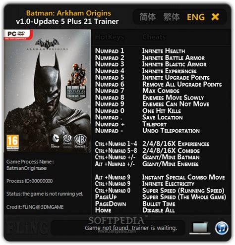 Batman: Arkham Origins +21 Trainer for 1.0 Update 5.